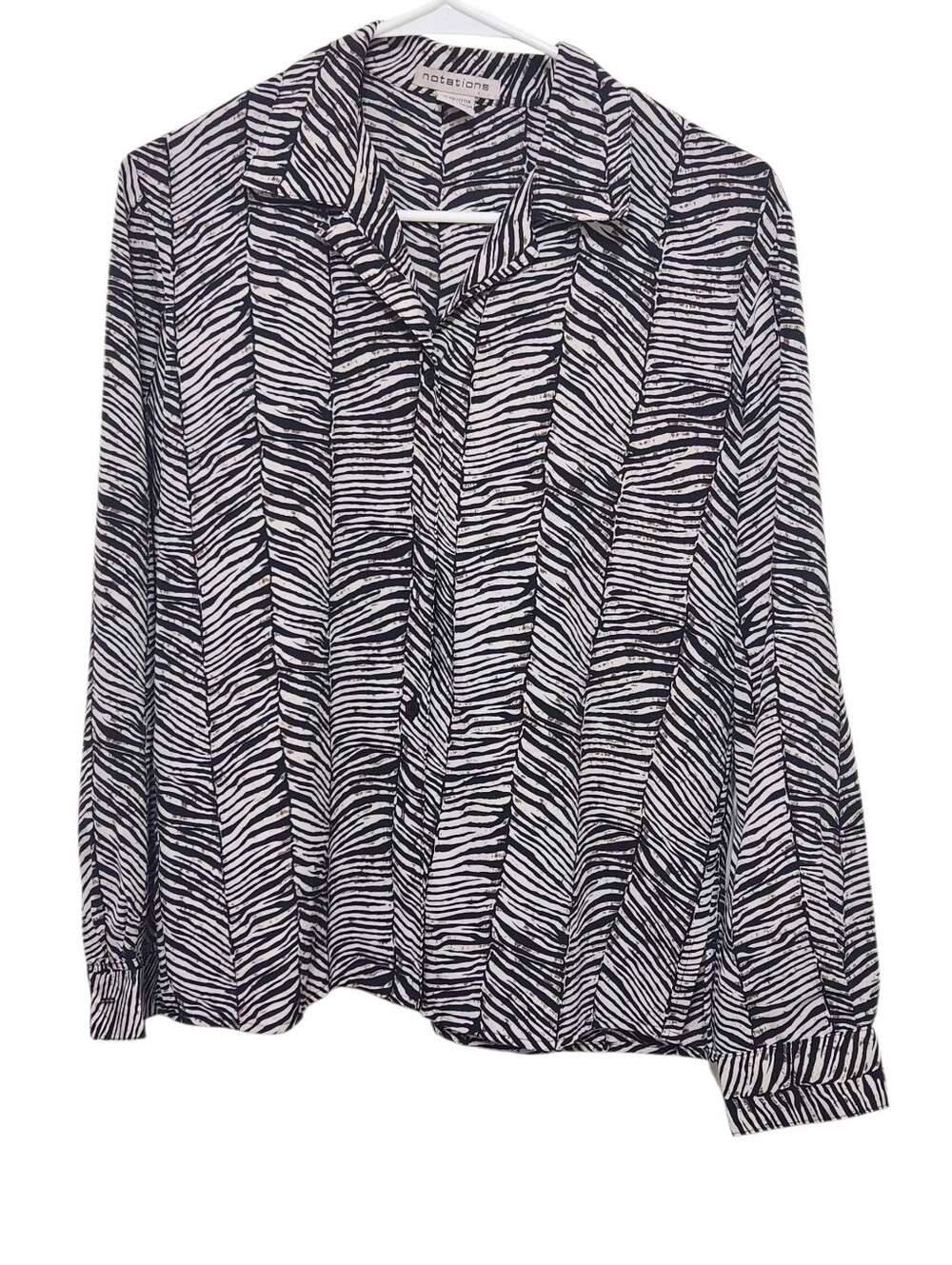 Notations Black & White Zebra-Stripe Blouse